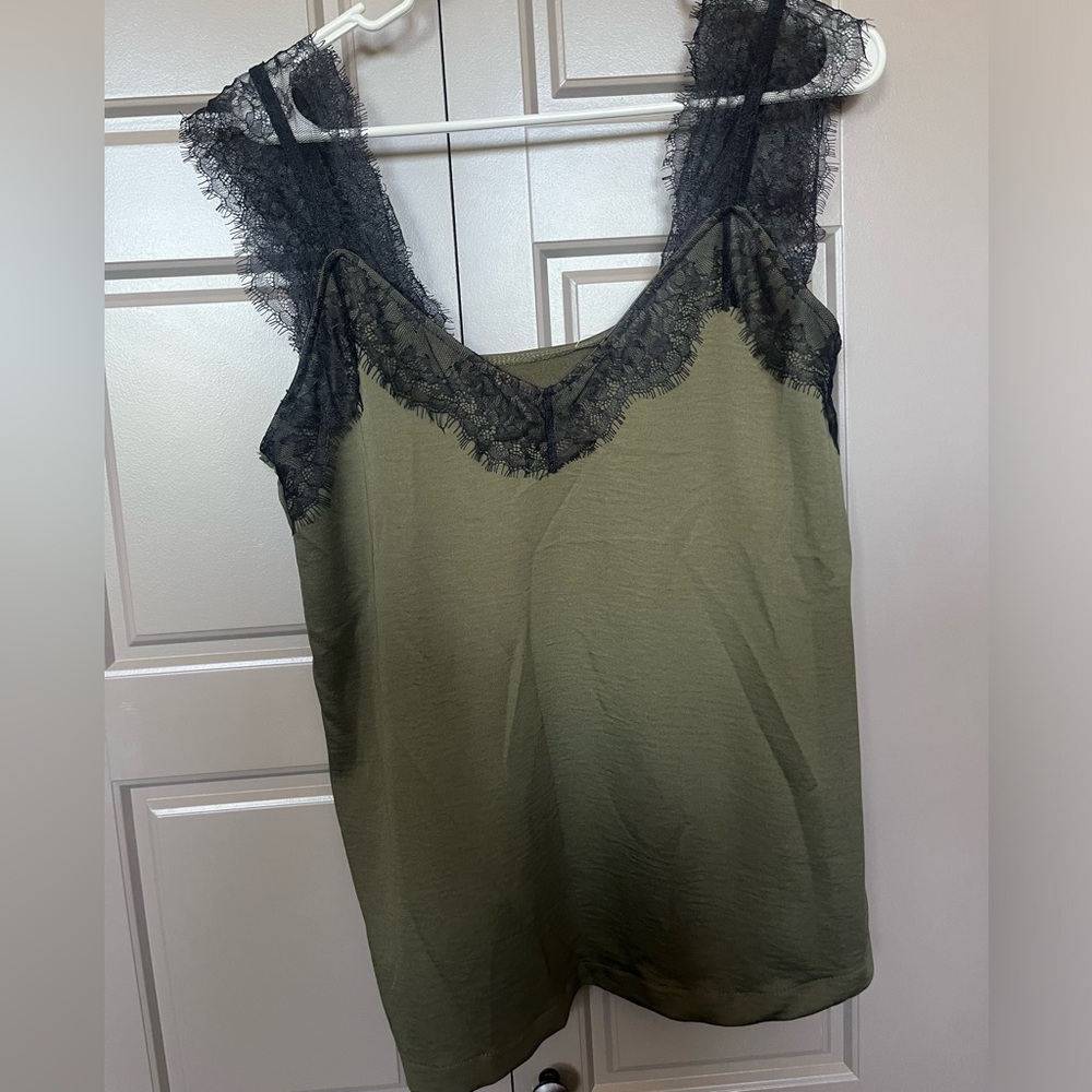 Olive Lace Trim Tank